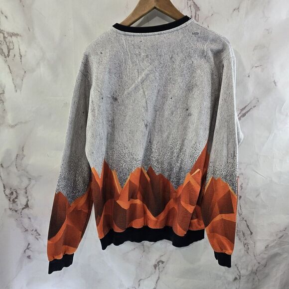 Blowhammer Sweatshirt Mens Large Gray Orange Crew Pullover Elk Deer Mountains - Picture 5 of 8